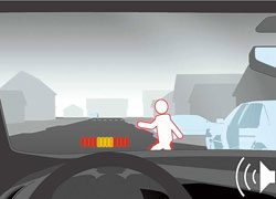 Инженеры компании Volvo разработали систему предупреждения о столкновении с функцией автоматического торможения и определения пешеходов.
