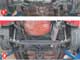 Mitsubishi Colt. Подвески передних и задних колес представляют собой давно проверенную конструкцию: спереди (1) – McPherson с одним «треугольным» рычагом и стабилизатором поперечной устойчивости, сзади (2) – полузависимая с Н-образной балкой и пружинами с переменным диаметром навивки.