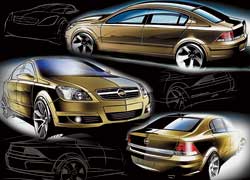 Первые эскизы Astra Sedan появились еще в 2003 году. На них красовалась эмблема Chevrolet, помещенная в круг вместо фирменной опелевской молнии.