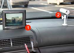 На мониторе (1) водителю можно будет продемонстрировать сам факт «прегрешения». Камера (2) комплекса системы видеонаблюдения – поворотная, что позволяет фиксировать нарушения под любым углом зрения. 