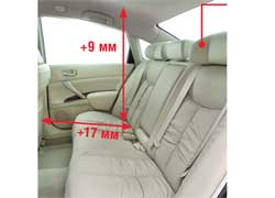 Широкие (350 мм) подголовники правого и левого задних сидений регулируются не только по вертикали, но и по горизонтали (устанавливаются в моделях Luxury и Premium).