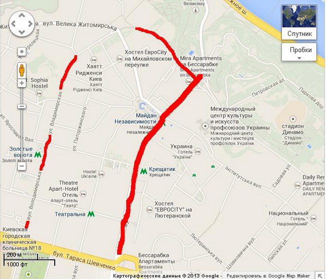 ограничения движения транспорта в центре Киева