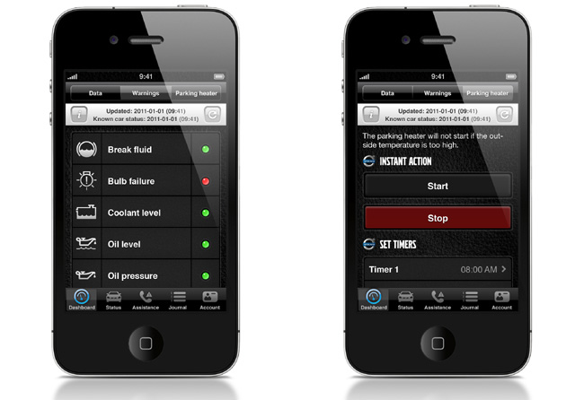 Volvo Mobile, приложение для мобильных платформ iPhone та Android