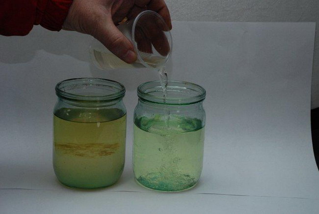 Биобензин (слева) по своим основным свойствам не отличается от полученного из нефти.