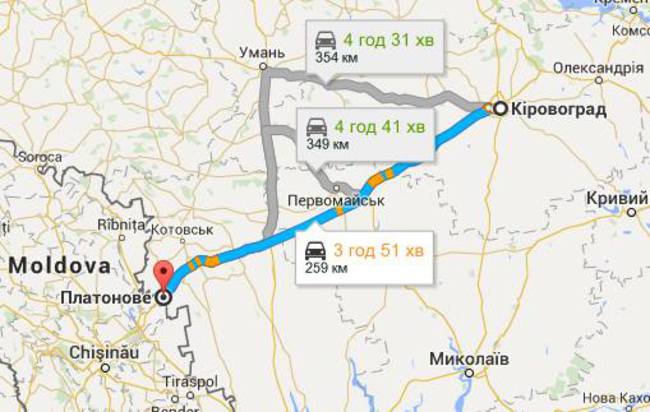 Карта автомагистралей в Украине, по которым лучше не ездить